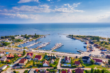 Aerial landscape of the Jastaria town on the Hel peninsula at summer. Poland.