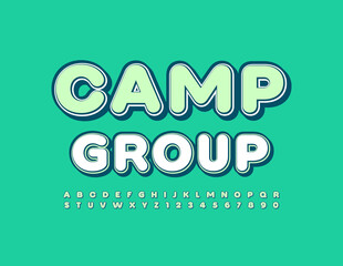 Vector fresh emblem Camp Group with trendy Alphabet Letters and Numbers set. Cute stylish Font