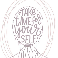 Love yourself lettering slogan. Funny quote for blog, poster and print design. Modern calligraphy text about self care. Vector illustration