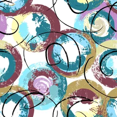 Foto op Canvas seamless background pattern, with circles, swirls, paint strokes and splashes, grungy © Kirsten Hinte