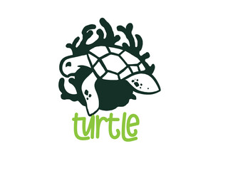 Turtle logo graphic design concept. Editable sea turtle element, can be used as logotype, icon, template in web and print