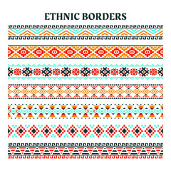 Set of Ethnic Element Strips Border