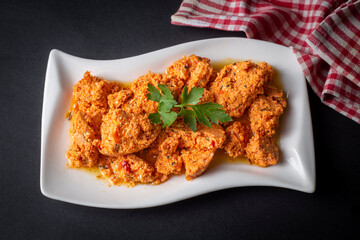 Traditional Turkish Spicy Surk Cheese Balls with Olive Oil from Hatay in Turkey. (Turkish name; Surk peynir)