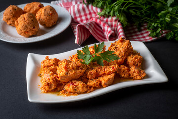 Traditional Turkish Spicy Surk Cheese Balls with Olive Oil from Hatay in Turkey. (Turkish name; Surk peynir)