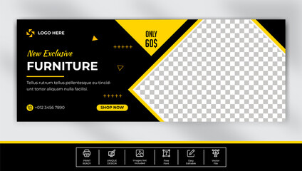 Exclusive furniture sale facebook cover template design