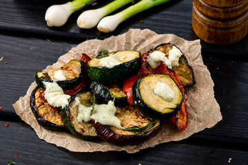 Barbecued healthy zucchini and pepper barbecue grill