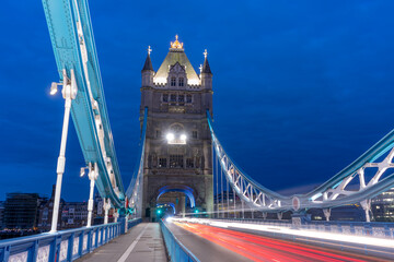 Fototapeta na wymiar London skyline with Tower Bridge at twilight