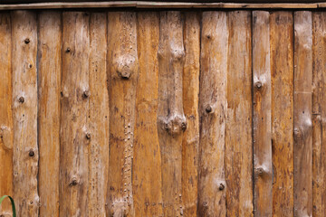 Fence from trees with smooth surface and knots