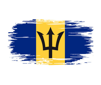 Barbados flag brush grunge background. Vector illustration.