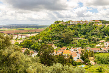 Fototapeta na wymiar Skyline of Santarem with castle on the hill, Santarem, Portugal