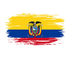 Ecuadorian flag brush grunge background. Vector illustration.