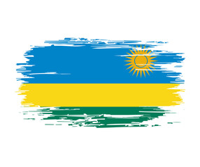 Rwandan flag brush grunge background. Vector illustration.