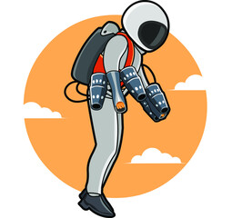 Vector illustration of Jet suit or flight pack, new invention 