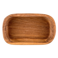 Isolated brown empty natural wooden bowl on a white background