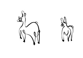 silhouette of a bunny lama minimalistic line