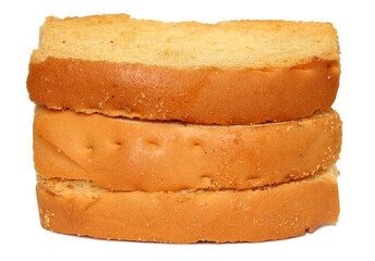 Toast biscuits isolated over white background