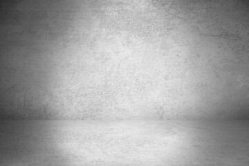 Gray vintage cement or concrete wall and floor background. Can be used for display commercial products, room, interior, graphic design or wallpaper. Copy space for text.