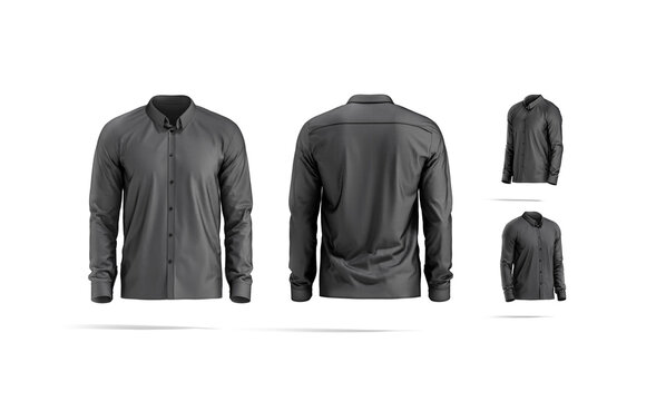 Blank Black Classic Shirt Mock Up, Different Views