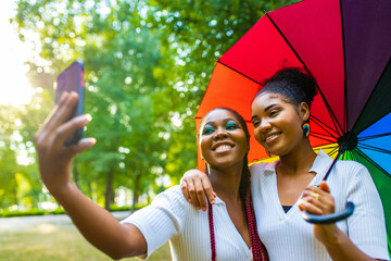 happy african american one gender couple in love dating outdoors in summer park