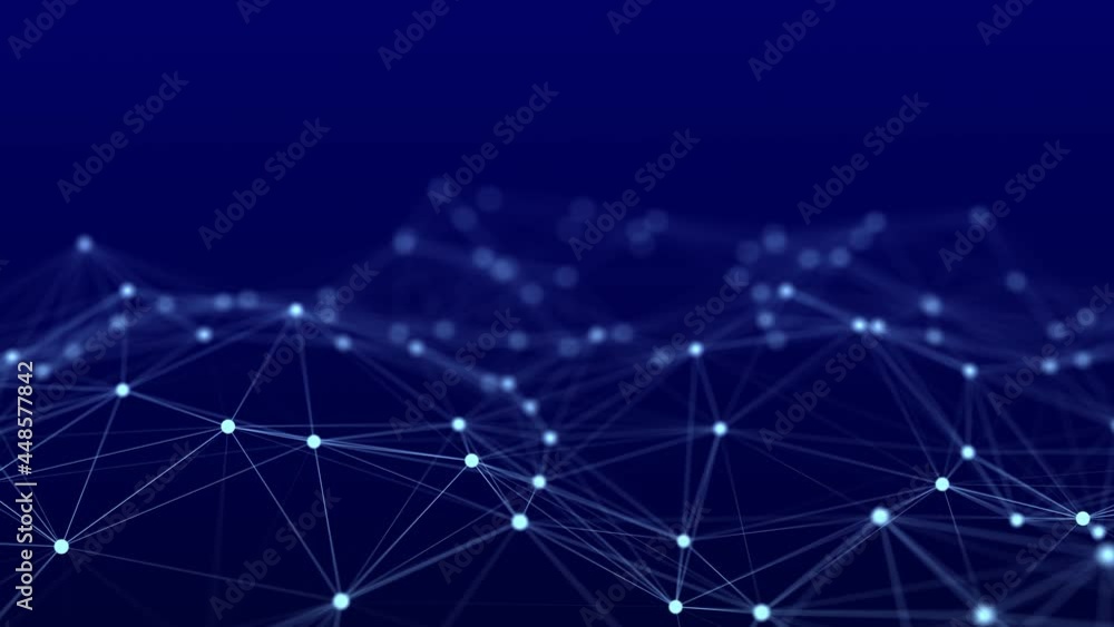 Poster a wave of dots and lines of network connection. technological background. 3d rendering. seamless loo