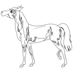 Coloring page with horse. Painting for children.