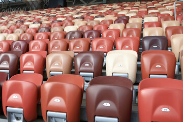 Seats on tribune of football stadium