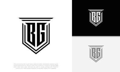Initials BG logo design. Luxury shield letter logo design.