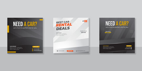 Rent a car banner for social media post template