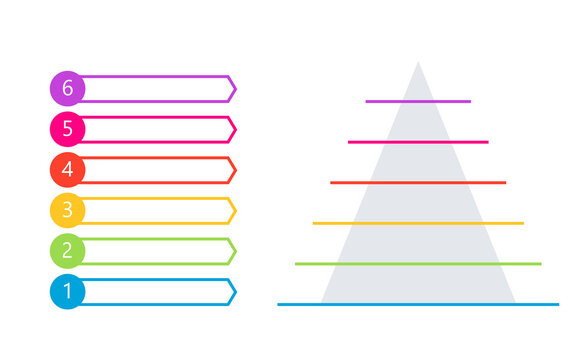 Blank 6 level pyramid template. Clipart image