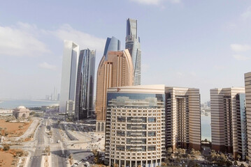 Fototapeta na wymiar Abu Dhabi, UAE. Aerial city view from Corniche Road