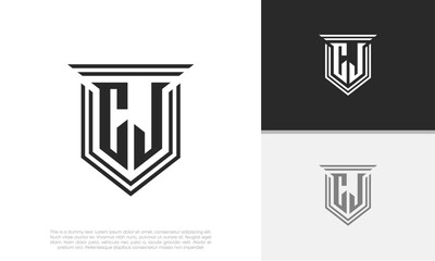 Initials CJ logo design. Luxury shield letter logo design.