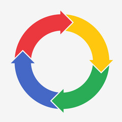 Four arrows in loop icon. Clipart image isolated on white background