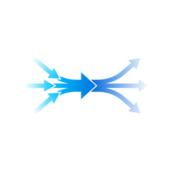 Merging and diverging arrows icon. Clipart image isolated on white background