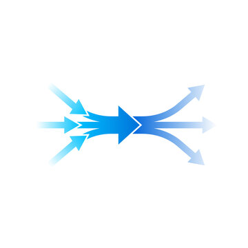 Merging and diverging arrows icon. Clipart image isolated on white background
