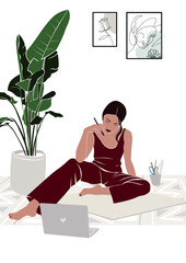 Working women freelancer modern abstract illustration - 448579006