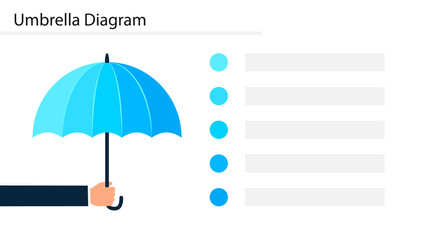 Umbrella Diagram slide template. Clipart image