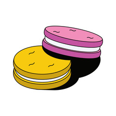 Round cookies. Vector 3d sketch line isometric, color icon illustration, flat style. Creative design idea and elements for infographics and website.