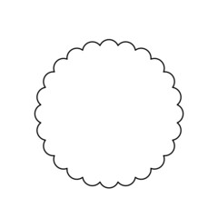 Scalloped edge circle shape outline. Clipart image isolated on white background