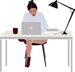 Working women freelancer modern abstract illustration - 448579852