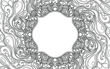 Coloring Page mandala design with text space