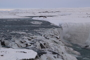 Obraz premium Gullfoss frozen waterfall in Iceland