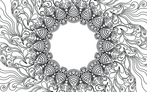 Coloring Page mandala design with text space