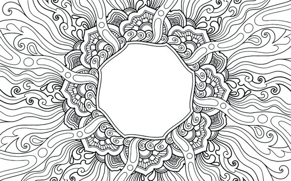 Coloring Page mandala design with text space