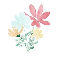 Ilustração de buquê de flor em aquarela colorido