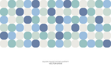 Square round conners pattern by soft blue green pastel tone colors. Vector illustration for banner, backdrop, background.