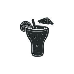 Cocktail Drink Icon Silhouette Illustration. Beverage Vector Graphic Pictogram Symbol Clip Art. Doodle Sketch Black Sign.