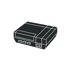 Videogame Console Icon Silhouette Illustration. Retro Gamer Vector Graphic Pictogram Symbol Clip Art. Doodle Sketch Black Sign.