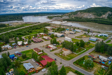 Aerial View of the Village of Nenana, Alaska during Summer