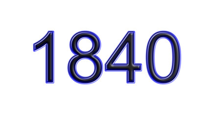 blue 1840 number 3d effect white background