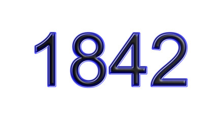 blue 1842 number 3d effect white background